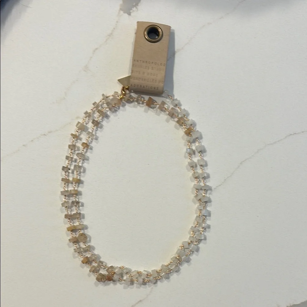 Anthropologie Clear & Gold Tone Beaded 18 Inch Necklace… NWT - Picture 1 of 2